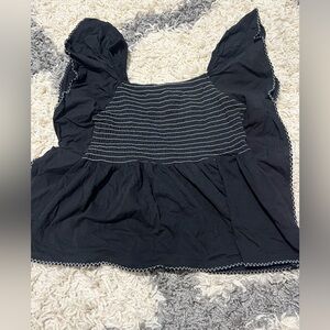 Girls Zara Black Smocked Flutter Sleeve Top- Size 13/14